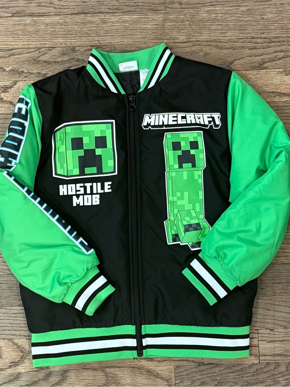 Minecraft Kids 'Hostile Mob' Green & Black Bomber Jacket